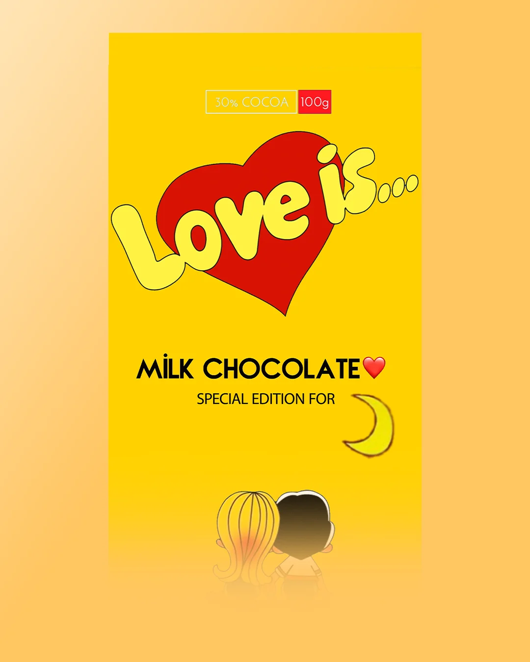 Love is...   Yellow, şəkilli şokolad qutusu