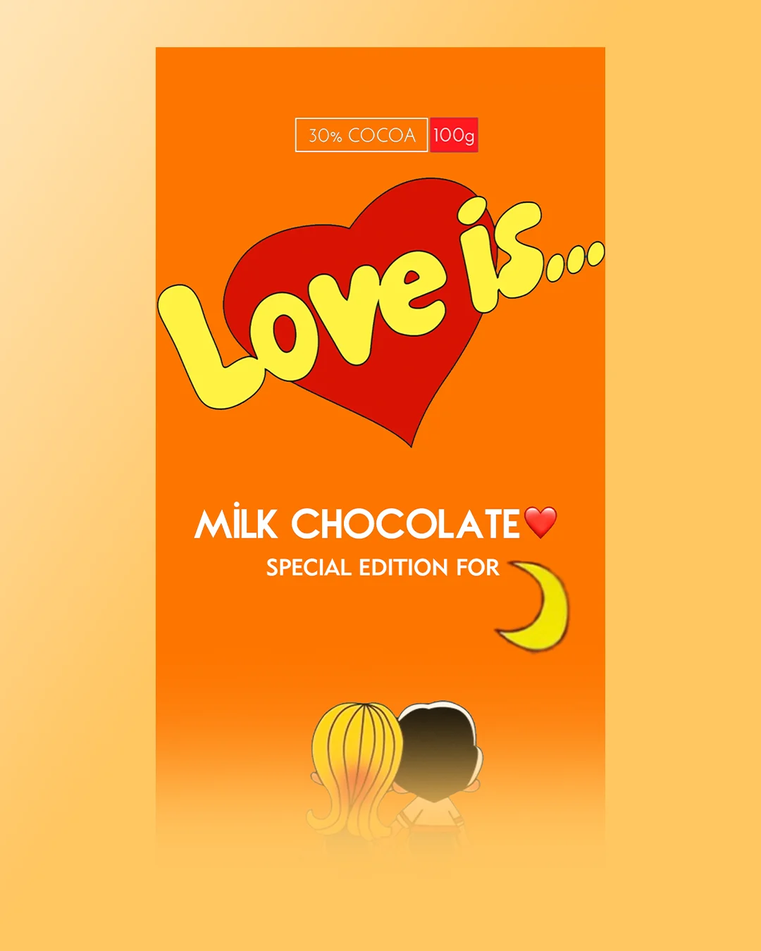 Love is...   orange, şəkilli şokolad qutusu